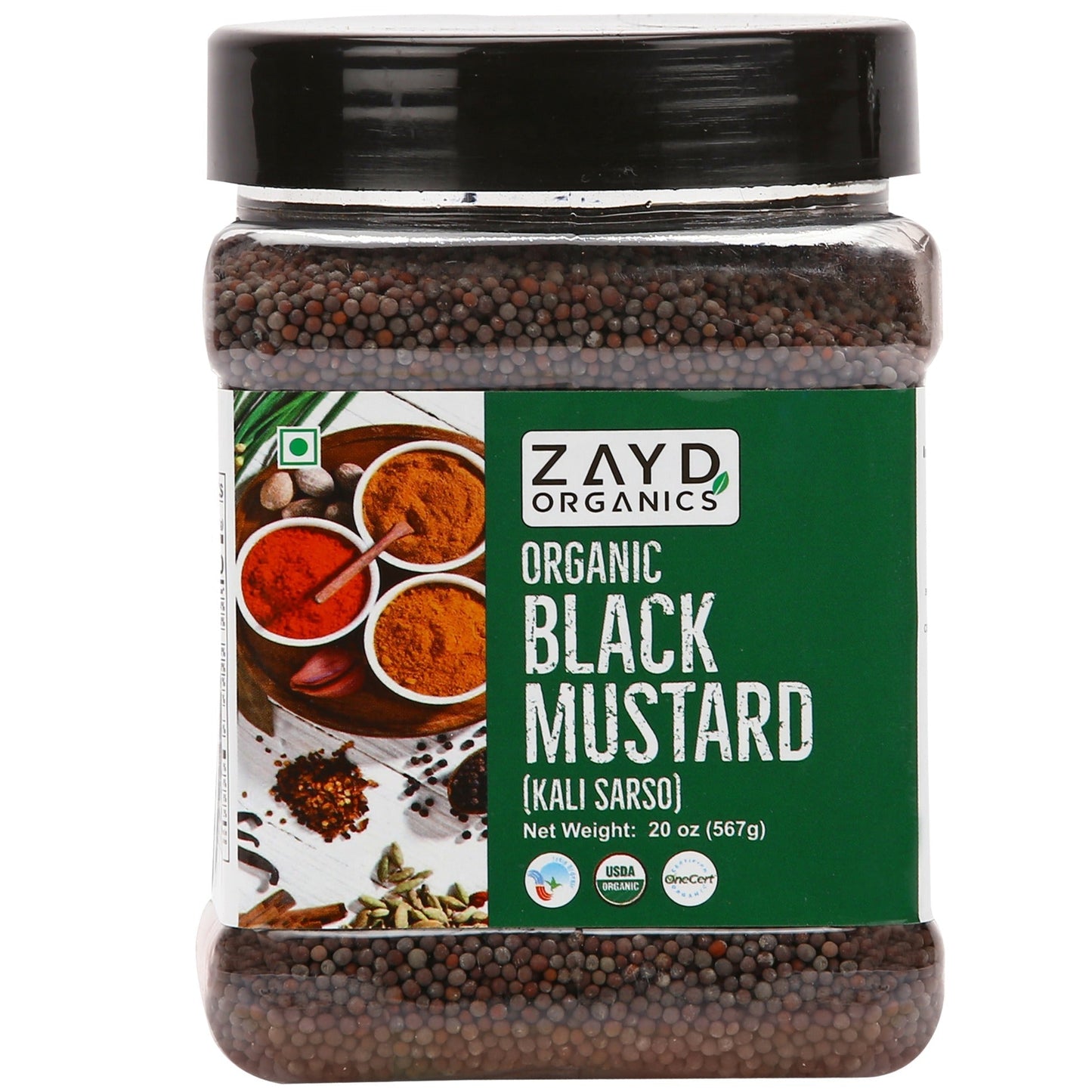Zayd Organics Black Mustard Whole 20oz, USDA Organic Certified