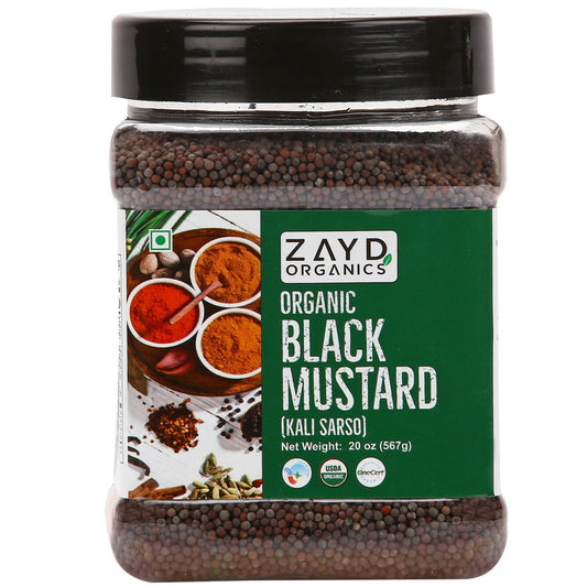 Zayd Organics Black Mustard Whole 20oz, USDA Organic Certified