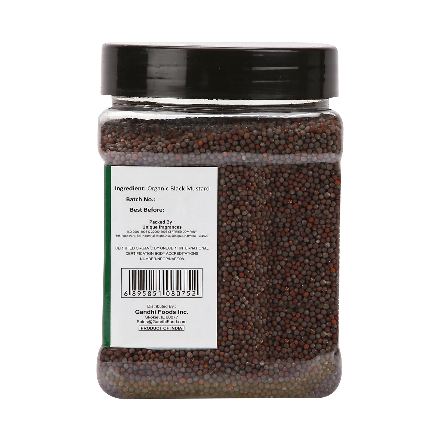 Zayd Organics Black Mustard Whole 20oz, USDA Organic Certified