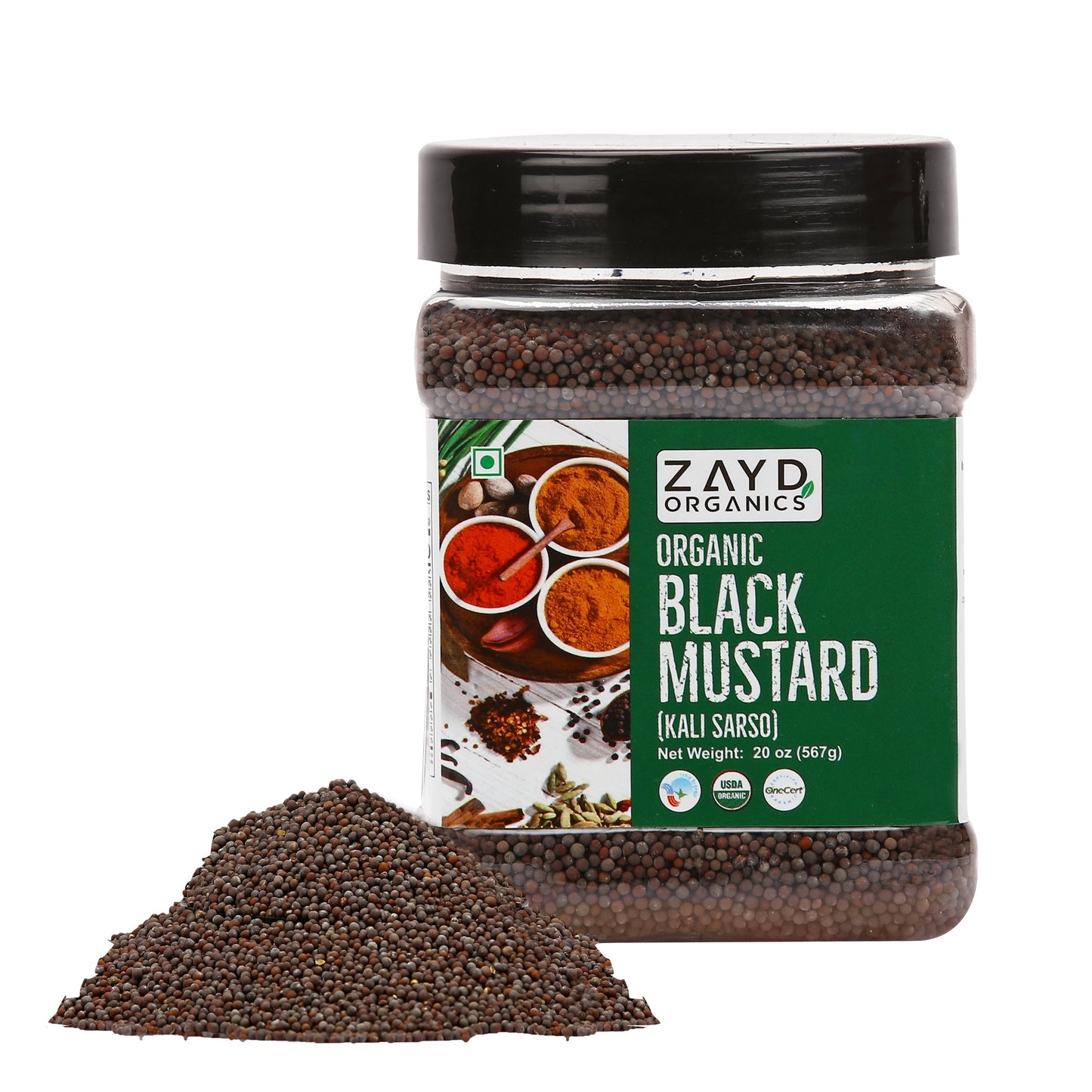 Zayd Organics Black Mustard Whole 20oz, USDA Organic Certified
